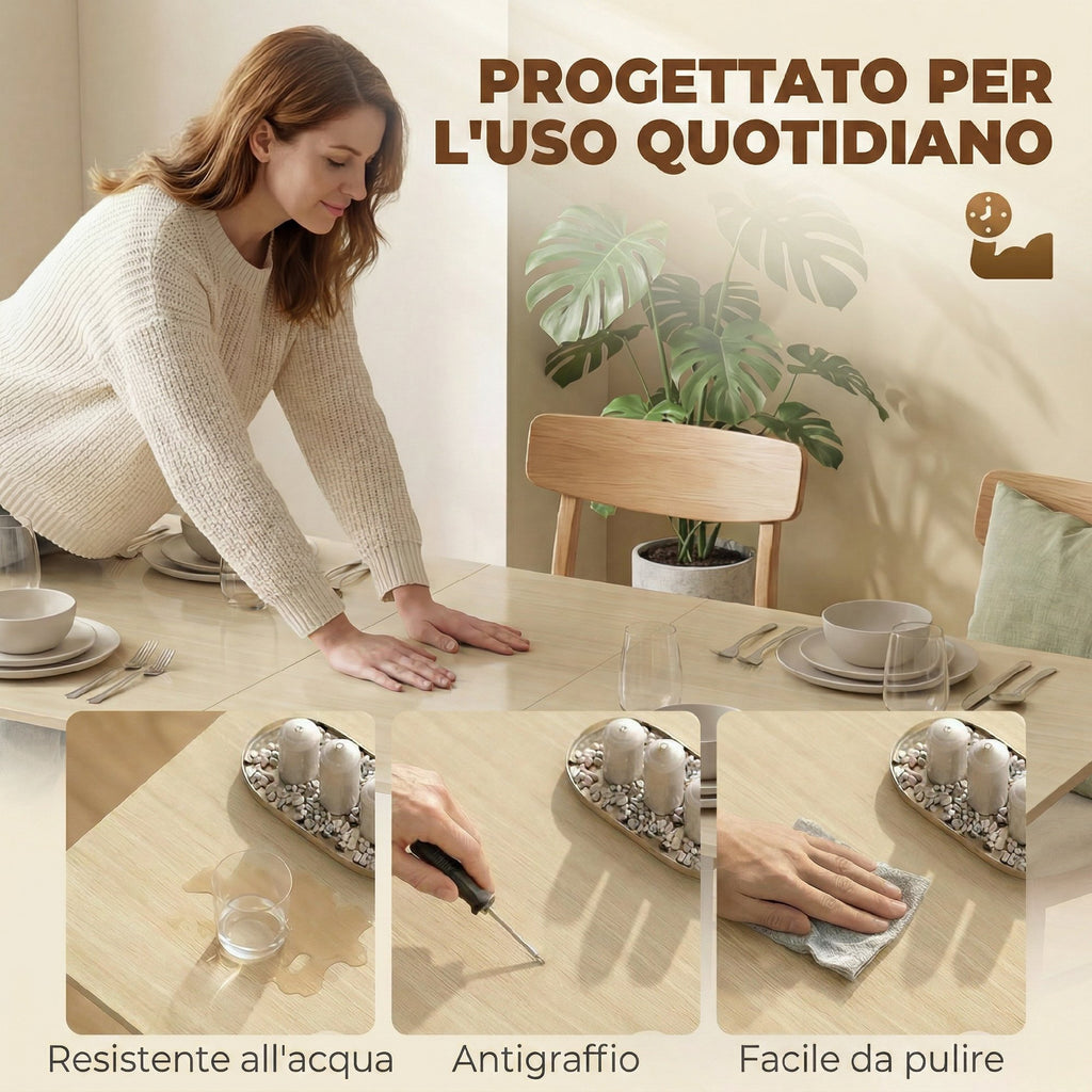 Tavolo Pieghevole da Pranzo per 6 Persone con Cassetti