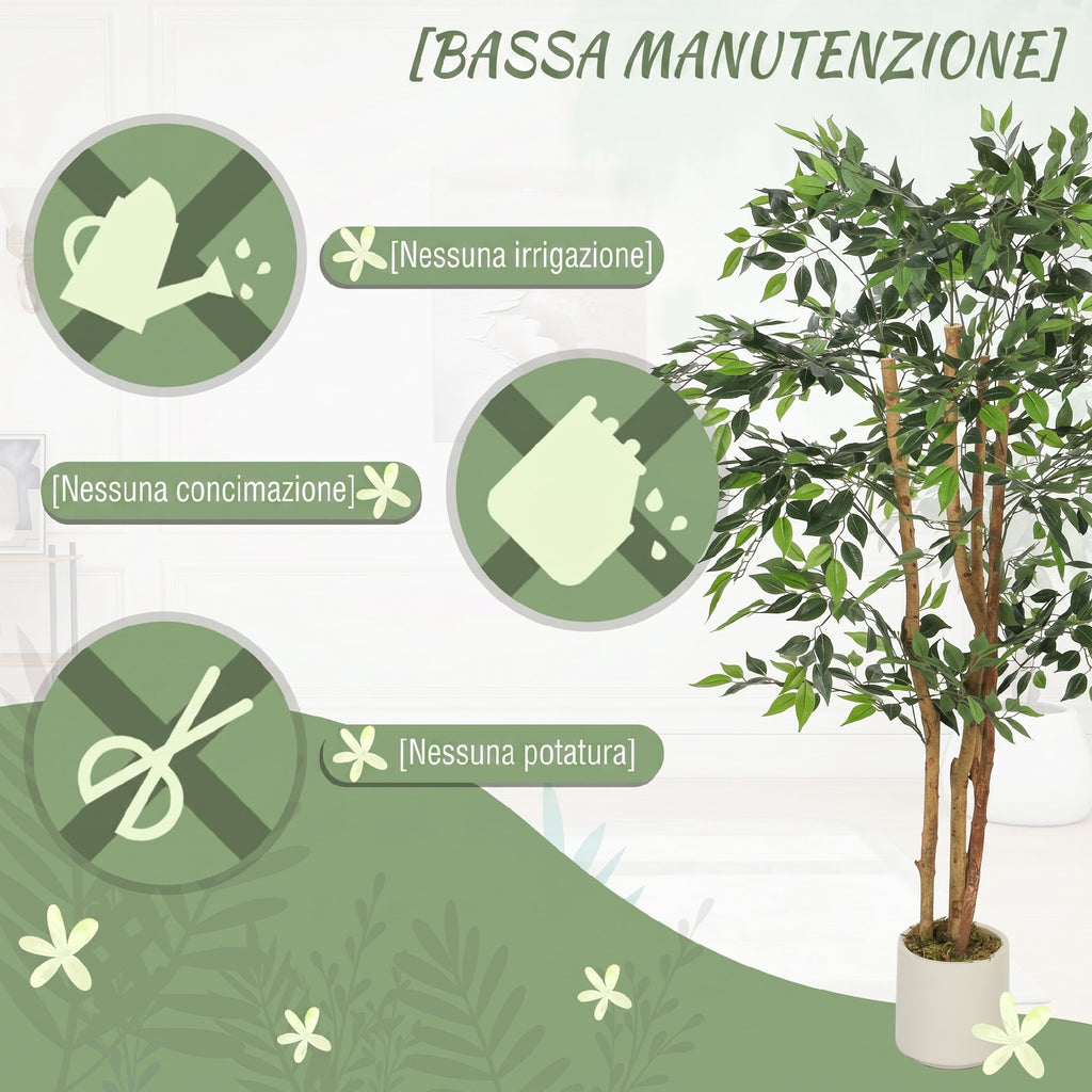 Pianta Artificiale Baniano da 150 cm con Tronco in Legno