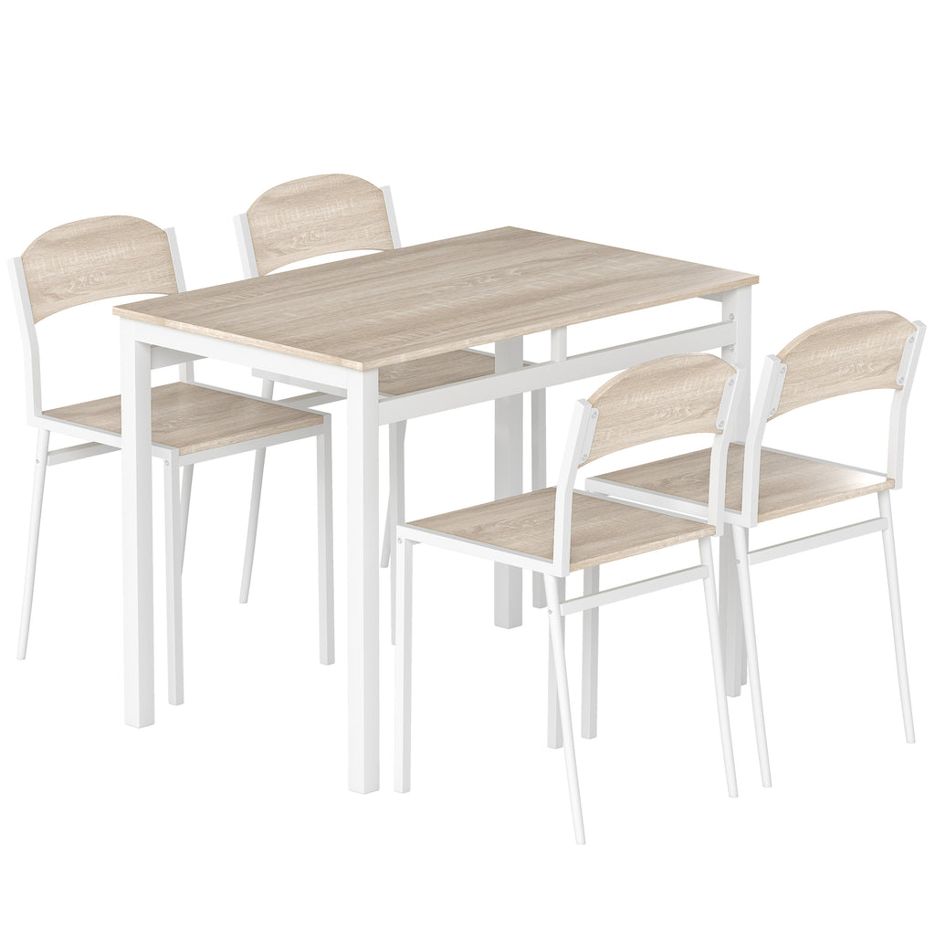Set da Pranzo con Tavolo e 4 Sedie Bianchi
