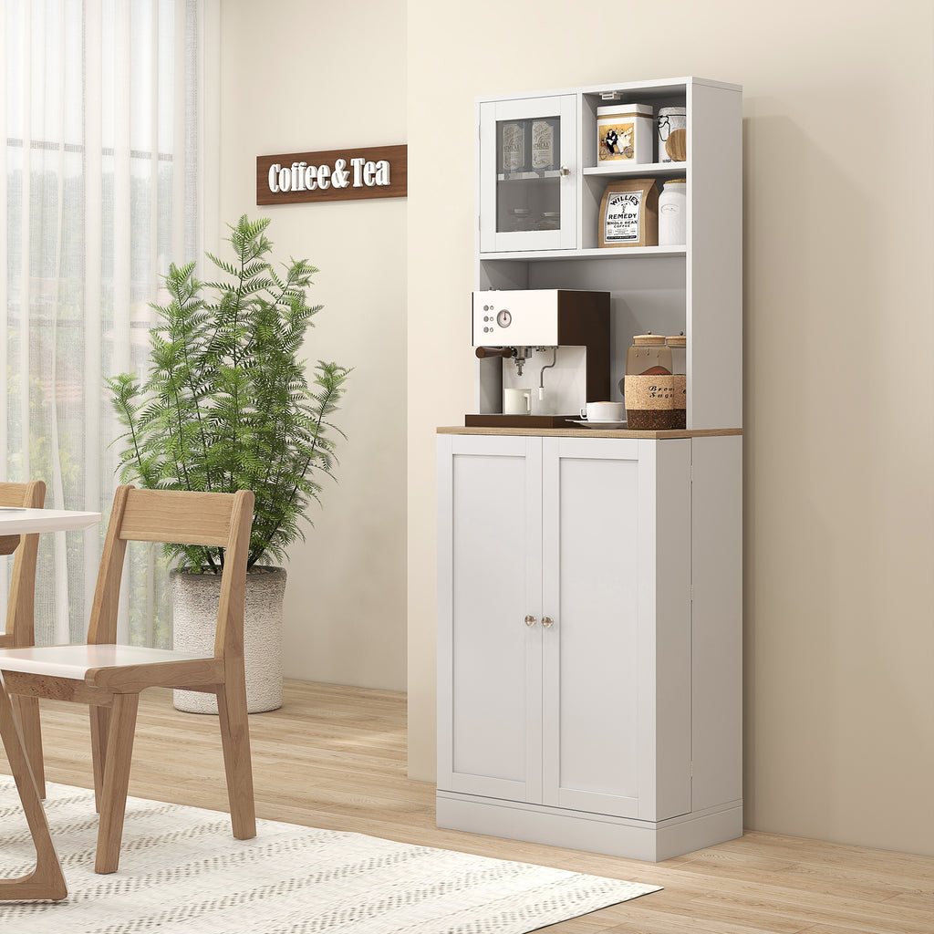 Mobile Porta Microonde con Ripiani Aperti, Armadietto e Portaspezie 60 x 35 x 169 cm