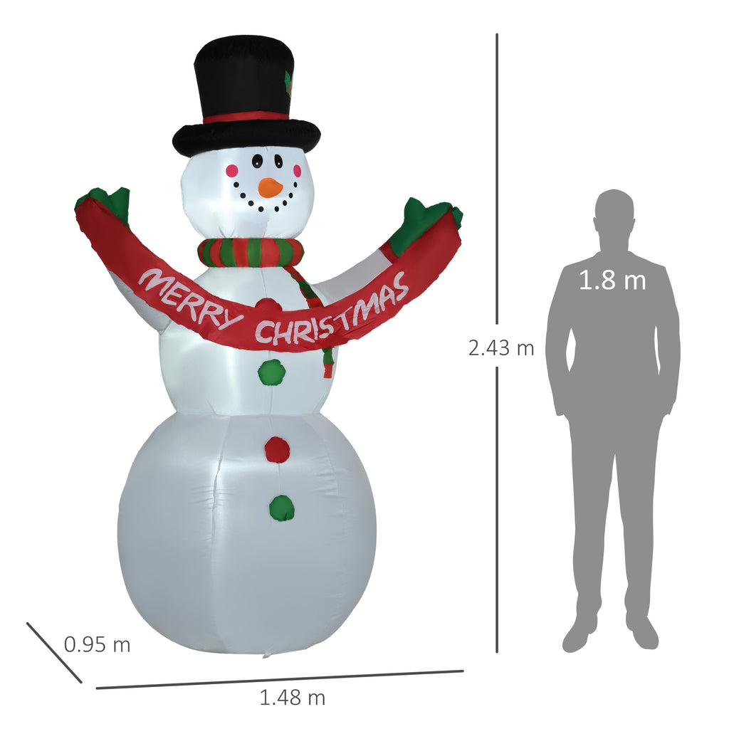 Pupazzo di Neve Gonfiabile 243 cm con 3 Luci LED