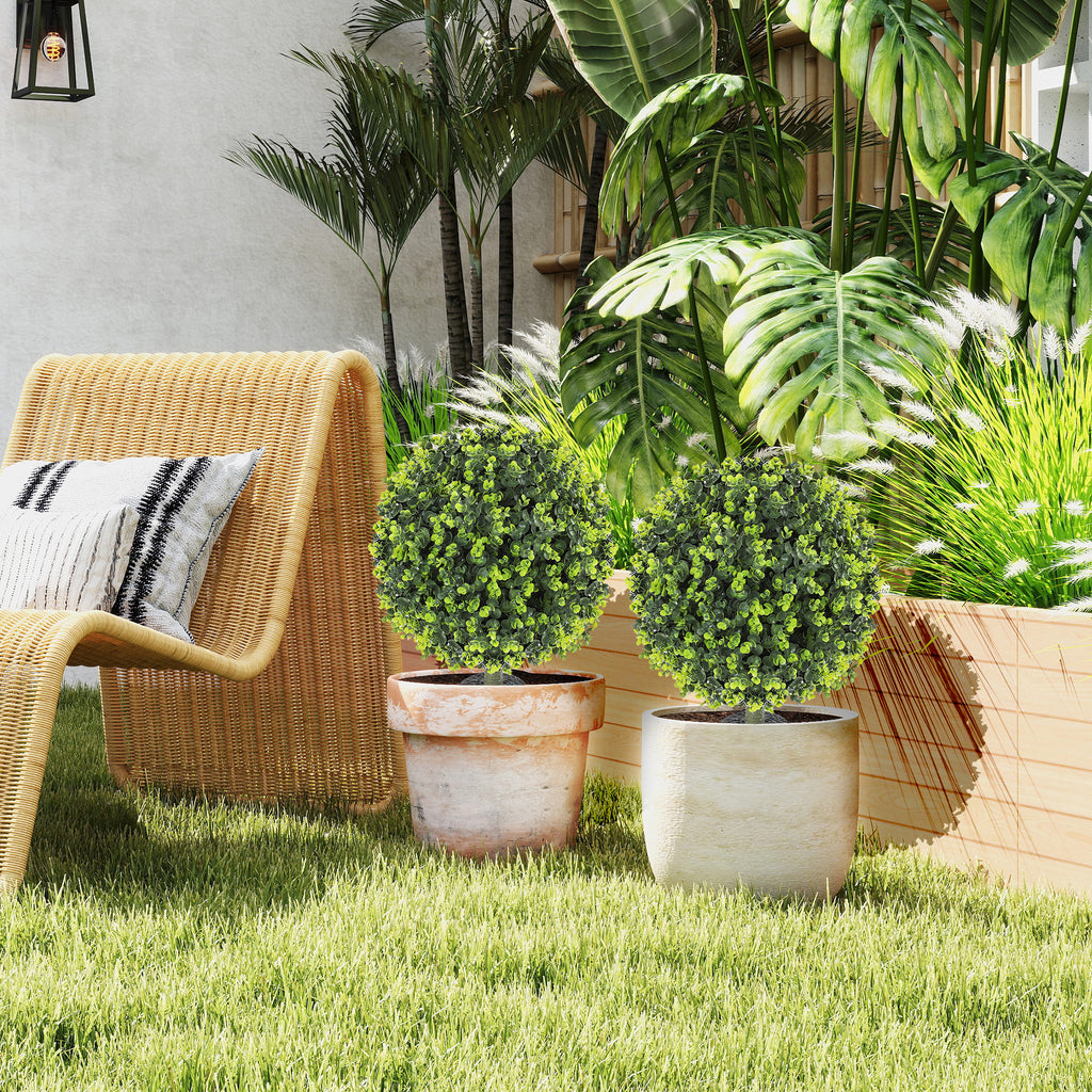 Set 2 Piante Artificiali di Bosso da 40 cm