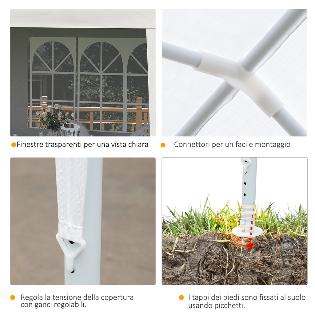 Gazebo da Giardino per Eventi 5,8 x 2,9 m con 4 Pareti Rimovibili e Finestre