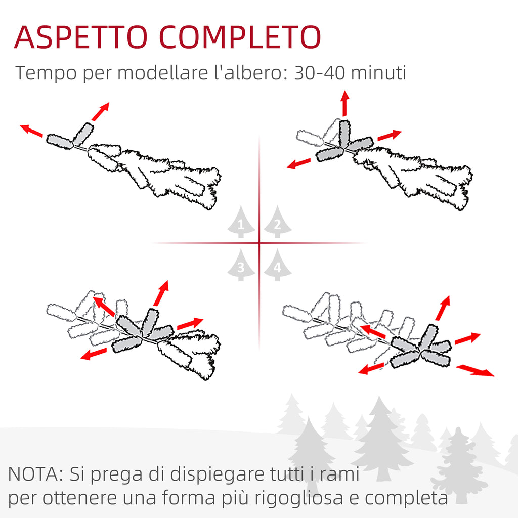 Albero di Natale Innevato 180 cm con 240 Luci LED
