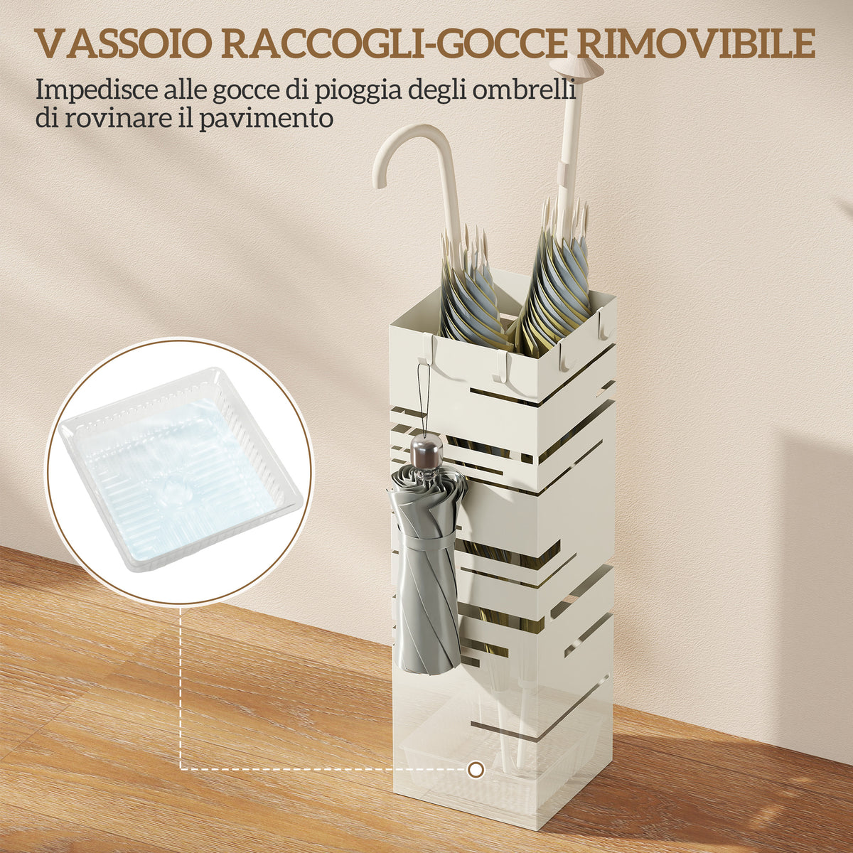 Portaombrelli Autoportante Quadrato Beige