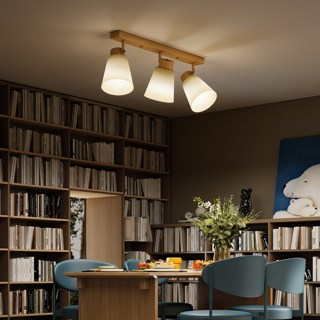 Lampadario da Soffitto 3 Punti Luce Color Legno