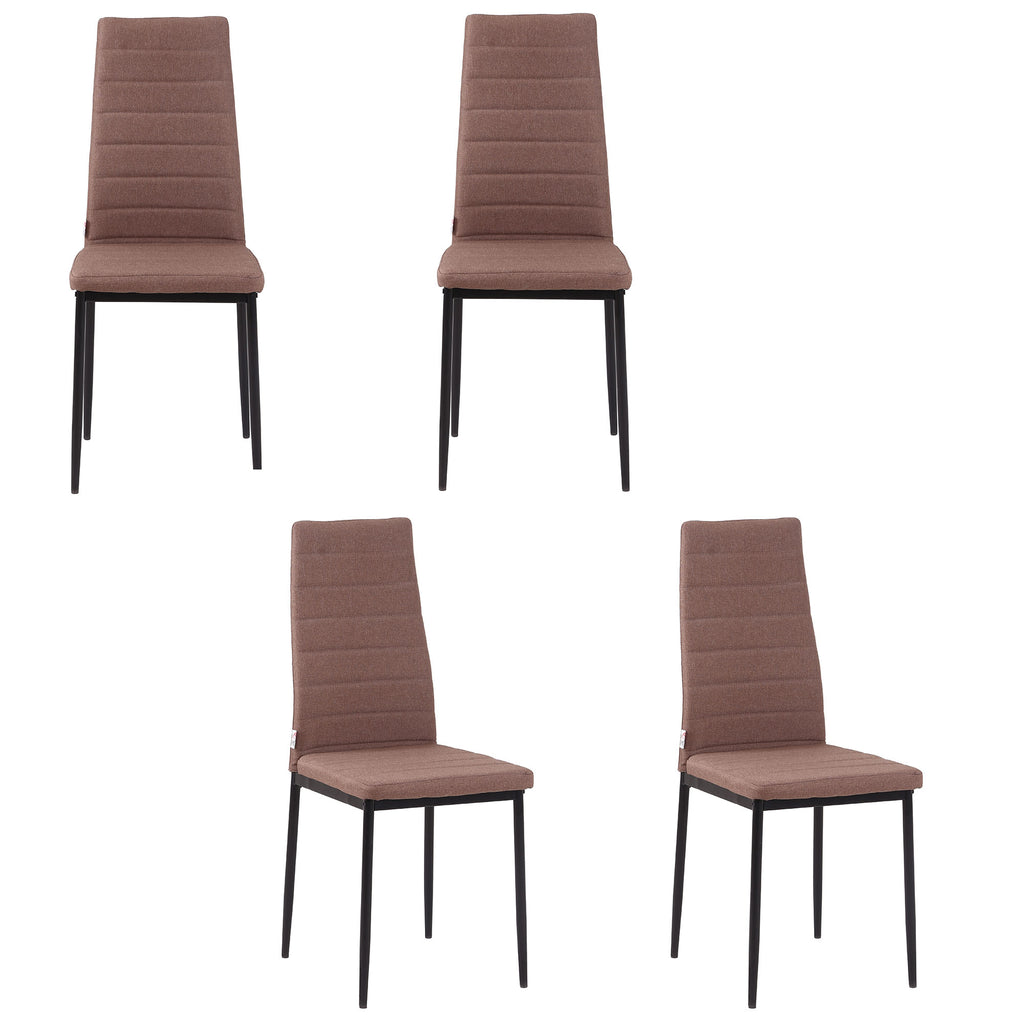 Set 4 Sedie Imbottite Moderne in Metallo e Tessuto Khaki