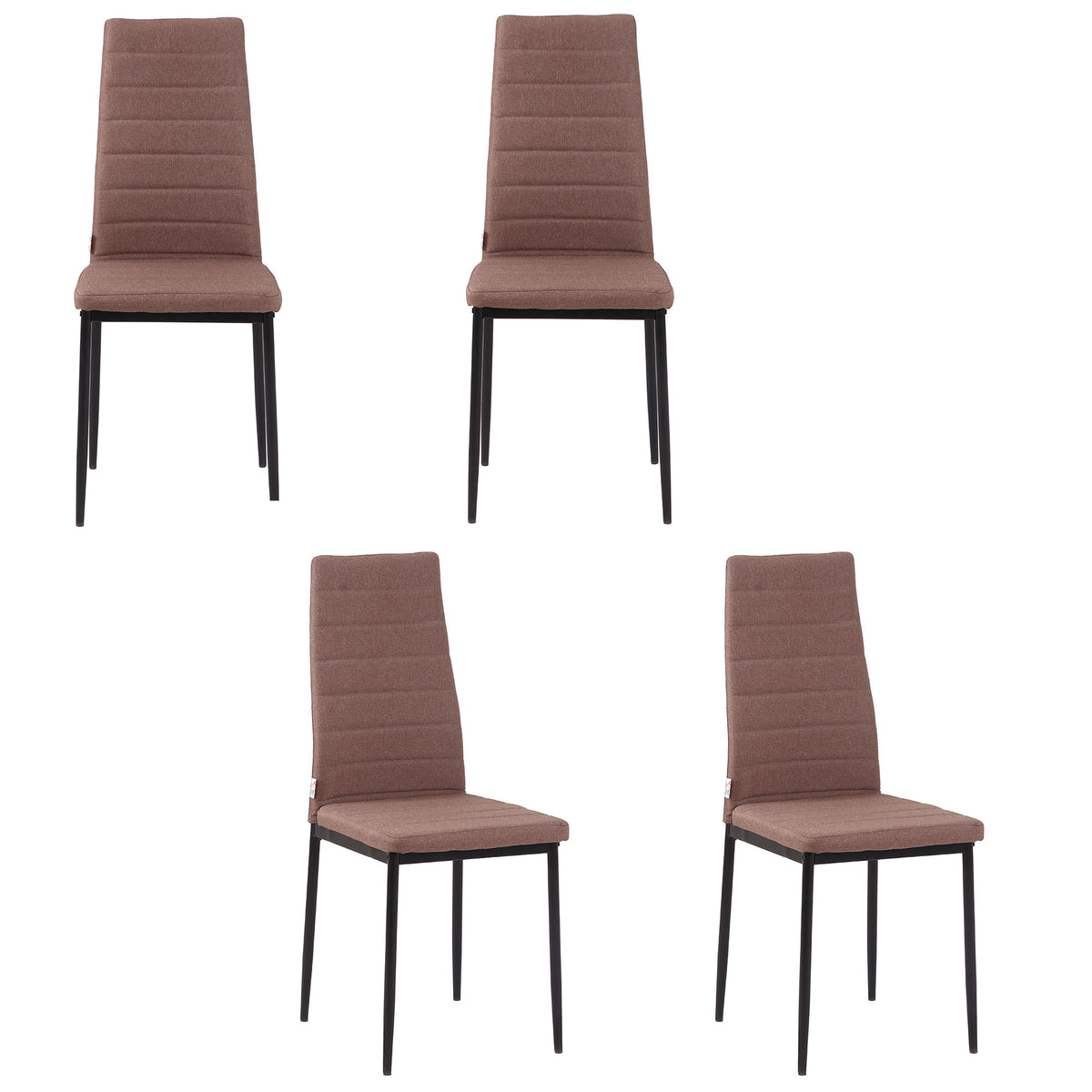 Set 4 Sedie Imbottite Moderne in Metallo e Tessuto Khaki