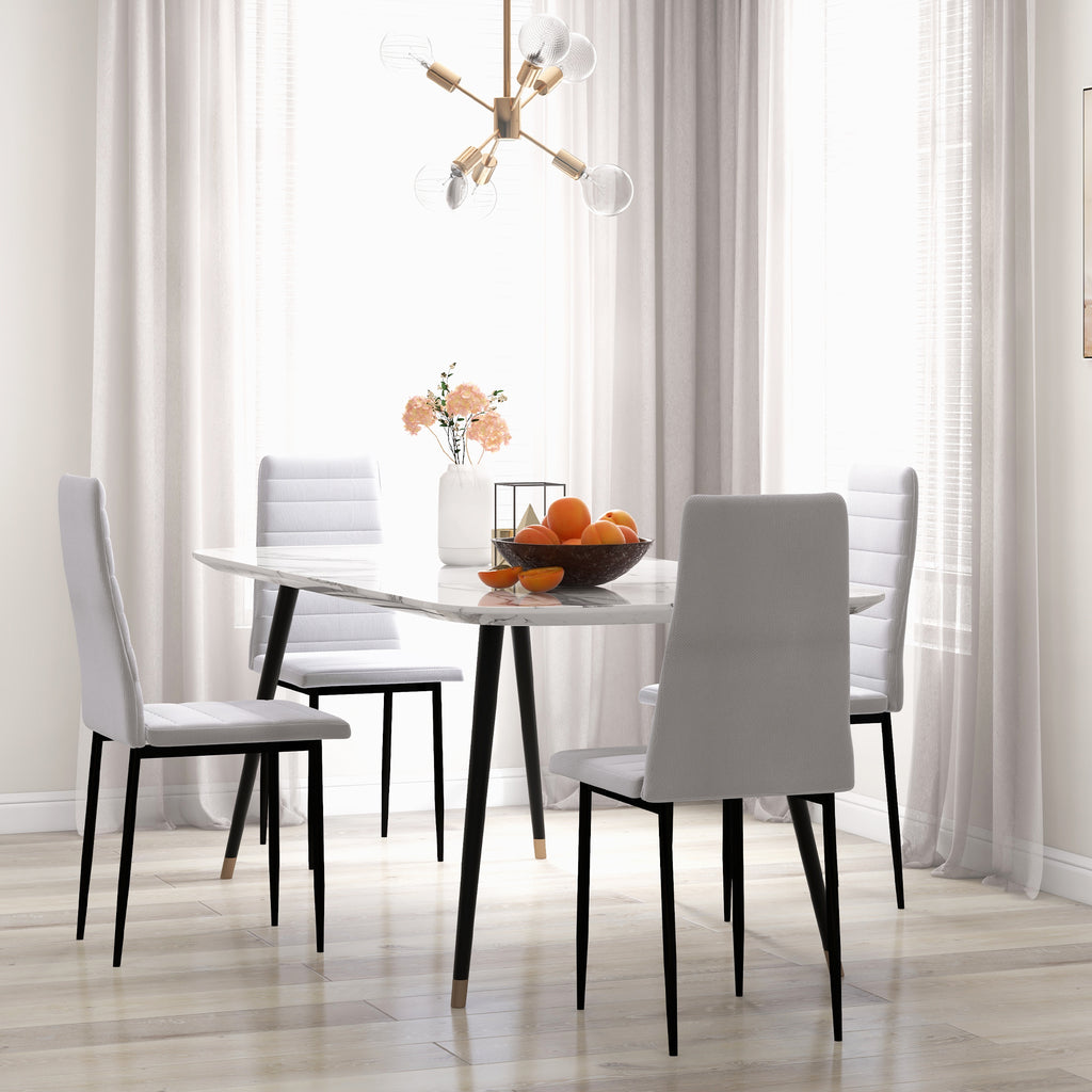 Set 4 Sedie Imbottite Moderne in Metallo e Tessuto