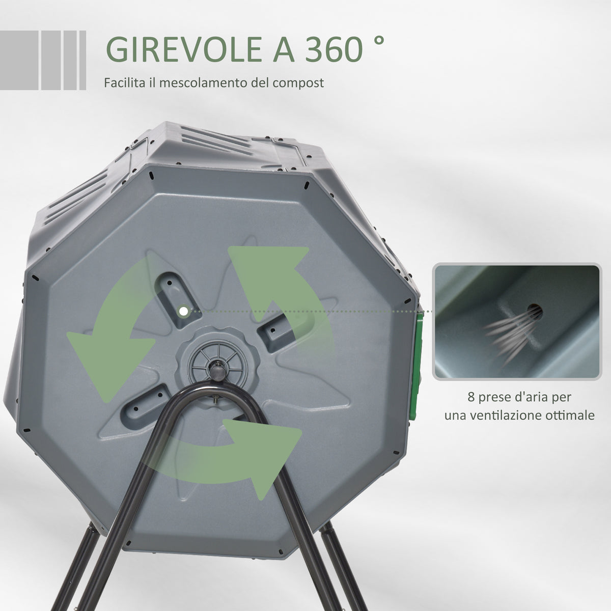 Compostiera da Giardino Girevole a 2 Sezioni
