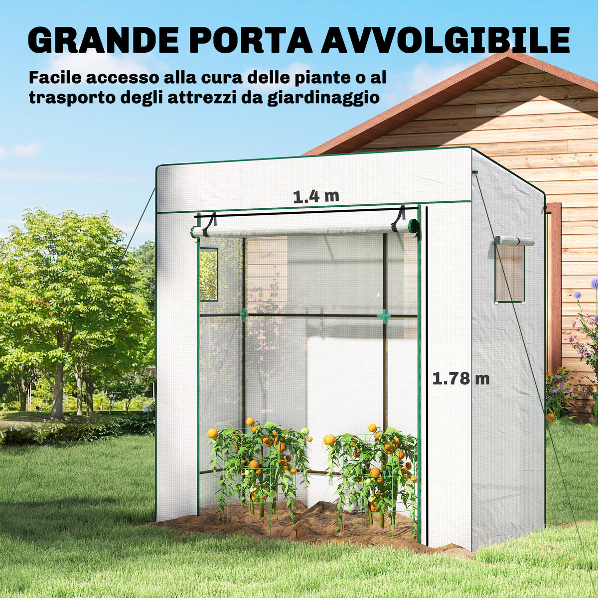 Serra da Giardino Murale 196x77x197 cm con 2 Finestre