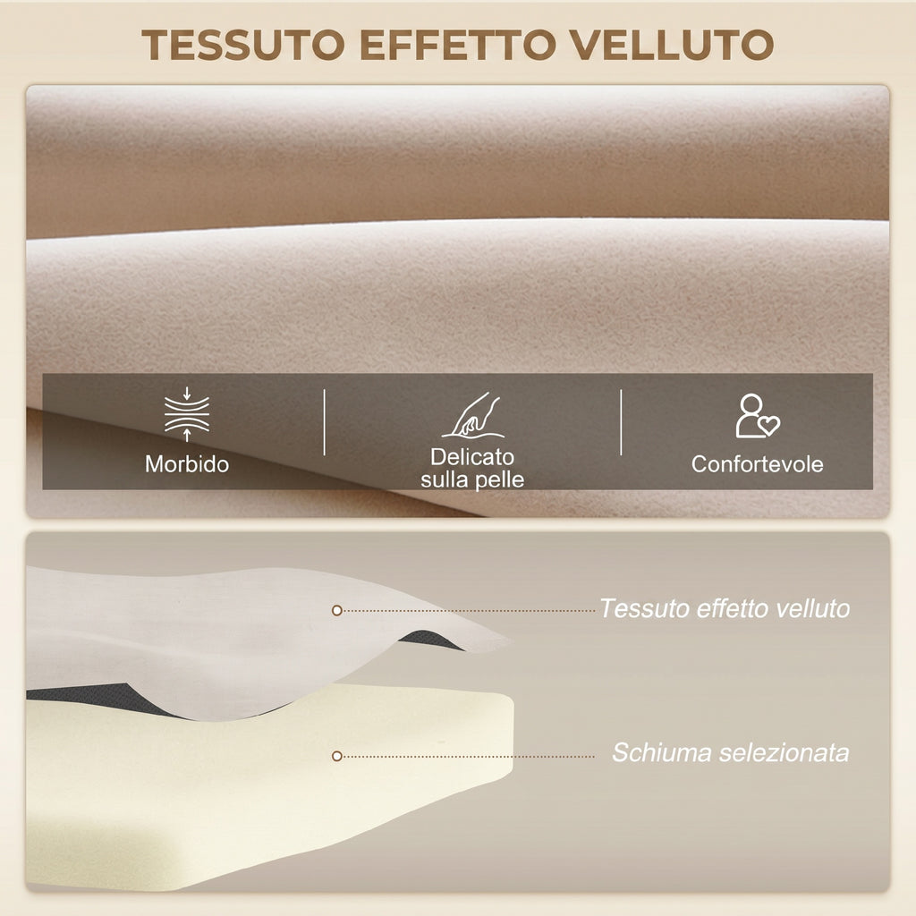 Divano Letto 2 Posti con Schienale Regolabile a 5 Livelli in Effetto Velluto