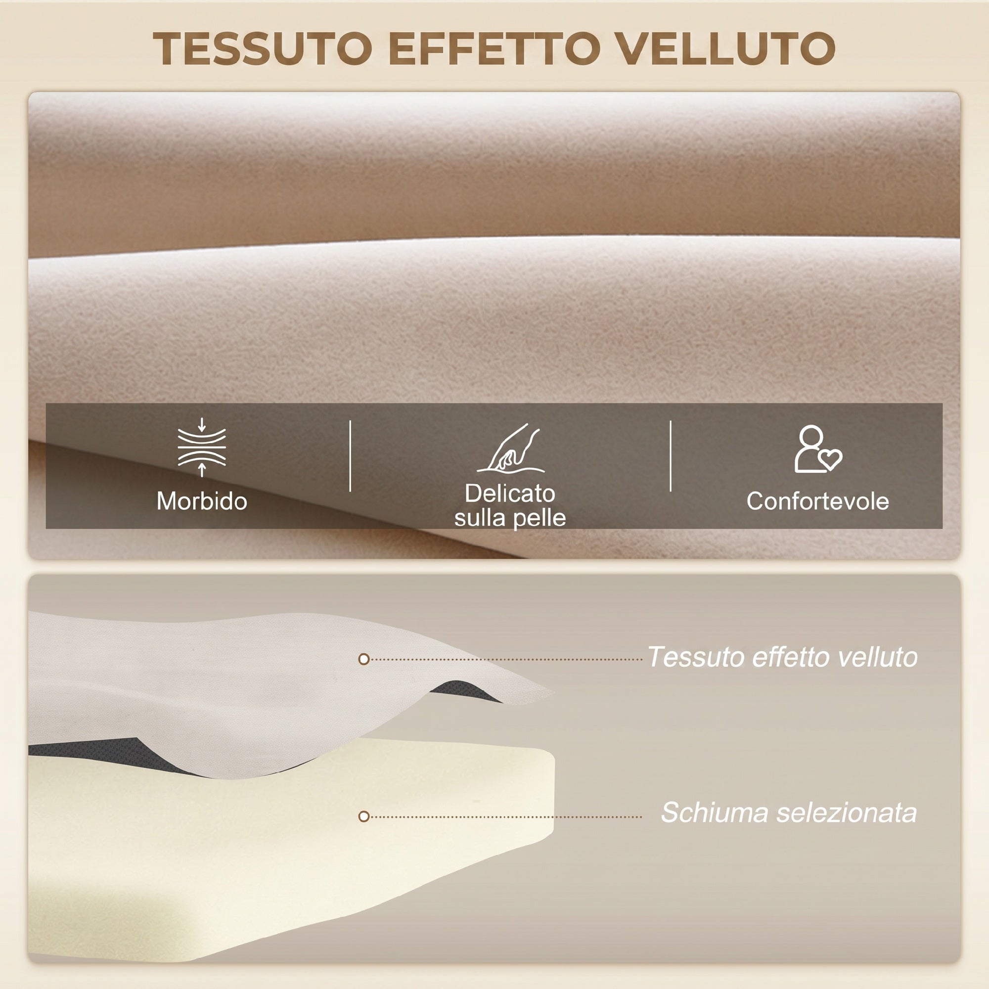 Divano Letto 2 Posti con Schienale Regolabile a 5 Livelli in Effetto Velluto