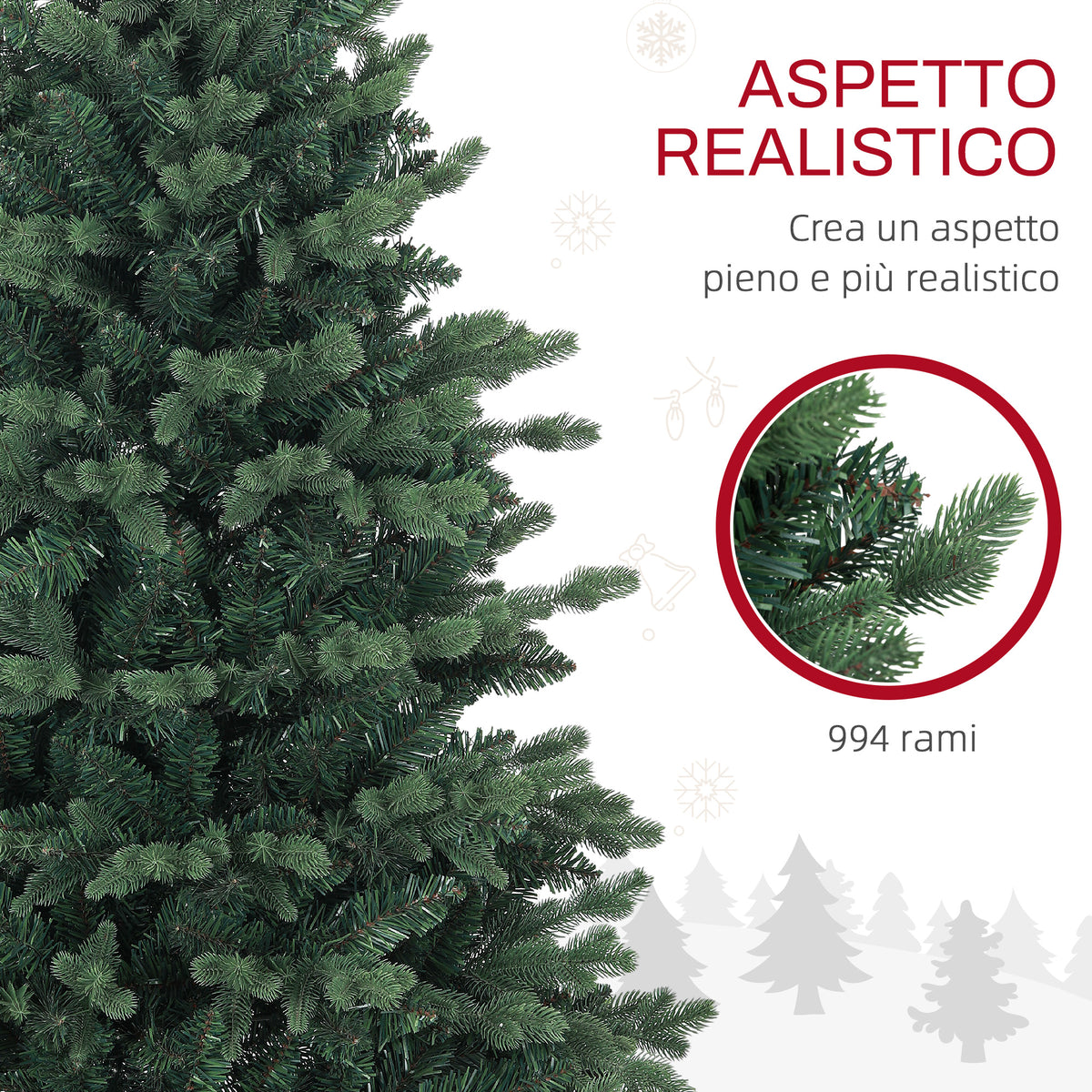 Albero di Natale Artificiale 150 cm con 994 Rami