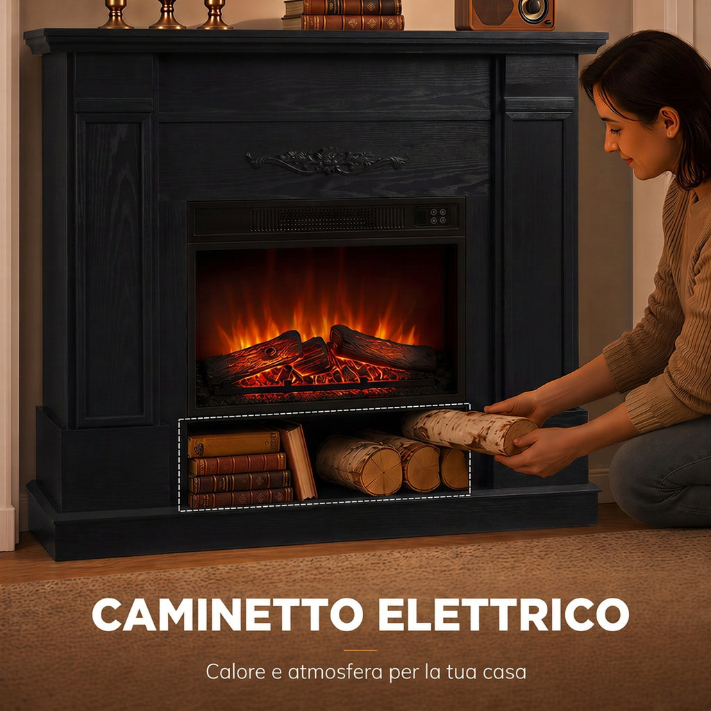 Camino Elettrico da Terra con Cornice e Ripiano TV 55"