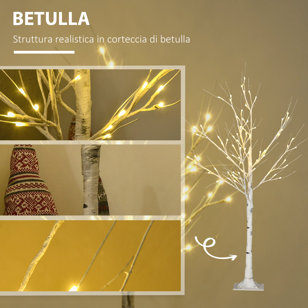 Albero di Natale Bianco 120 cm con 72 Luci LED