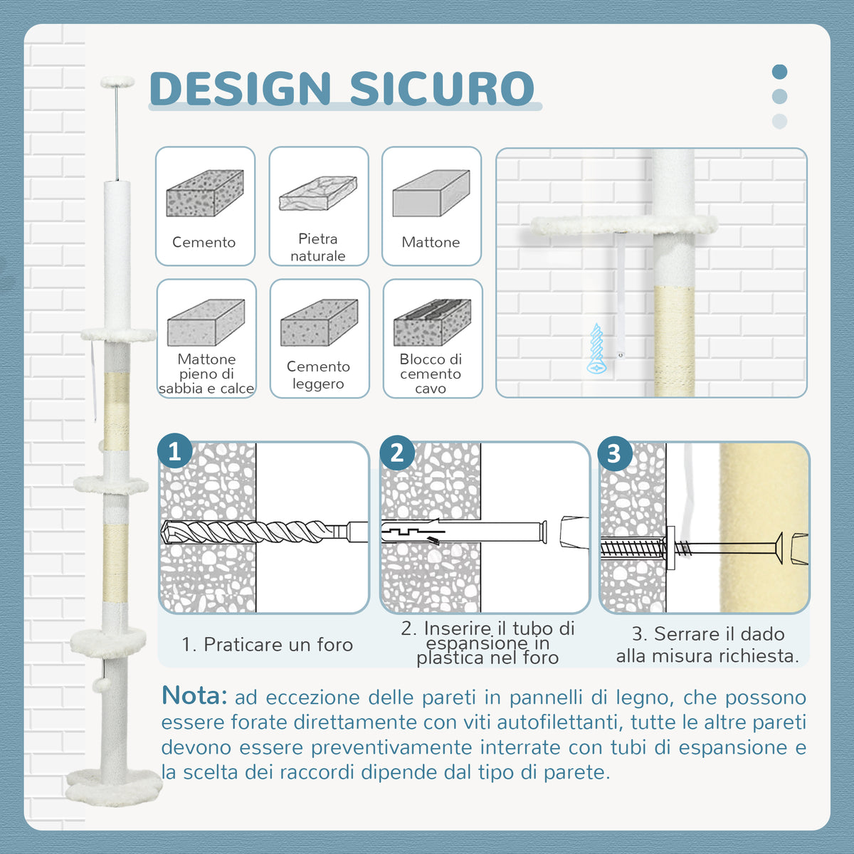 Albero per Gatti a Soffitto Regolabile con Tiragraffi