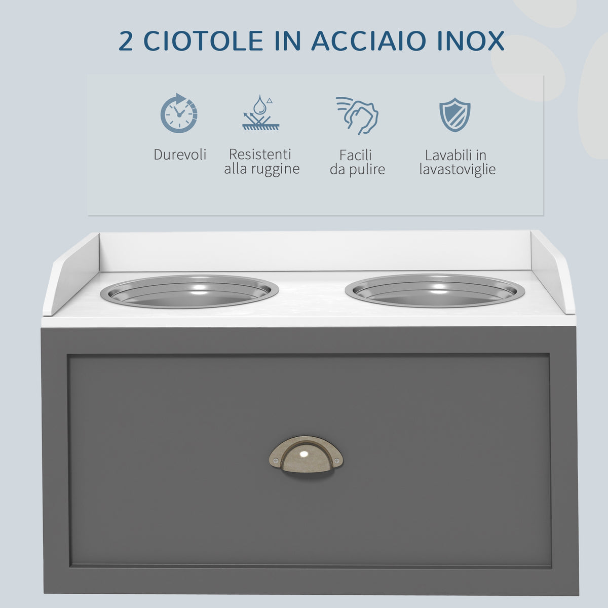 Ciotole Rialzate per Cani con Cassetto