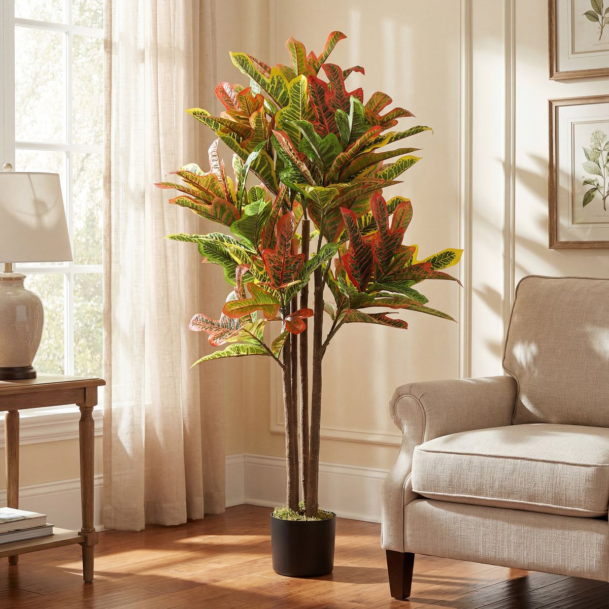 Pianta Artificiale Croton Multicolore da 120 cm