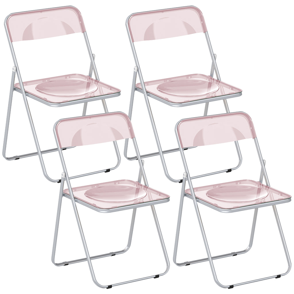 Set 4 Sedie Pieghevoli Trasparenti Rosa in Acrilico