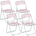 Set 4 Sedie Pieghevoli Trasparenti Rosa in Acrilico