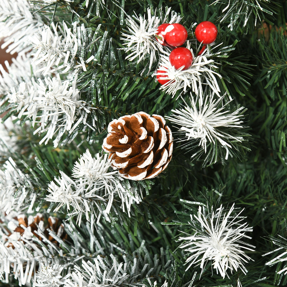 Albero di Natale 180 cm con Bacche Rosse e Pigne