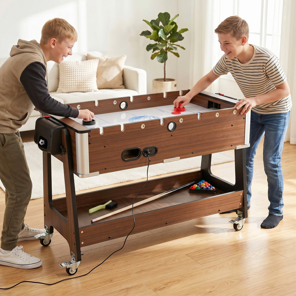 Tavolo Multigioco 3 in 1 con Biliardo, Air Hockey e Calcio Balilla