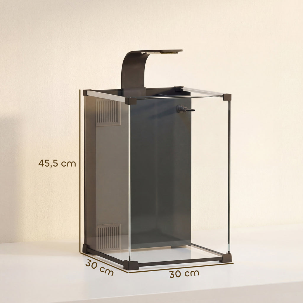 Nano Acquario in Vetro Temperato con Filtro Integrato, Pompa 5W e Luce LED