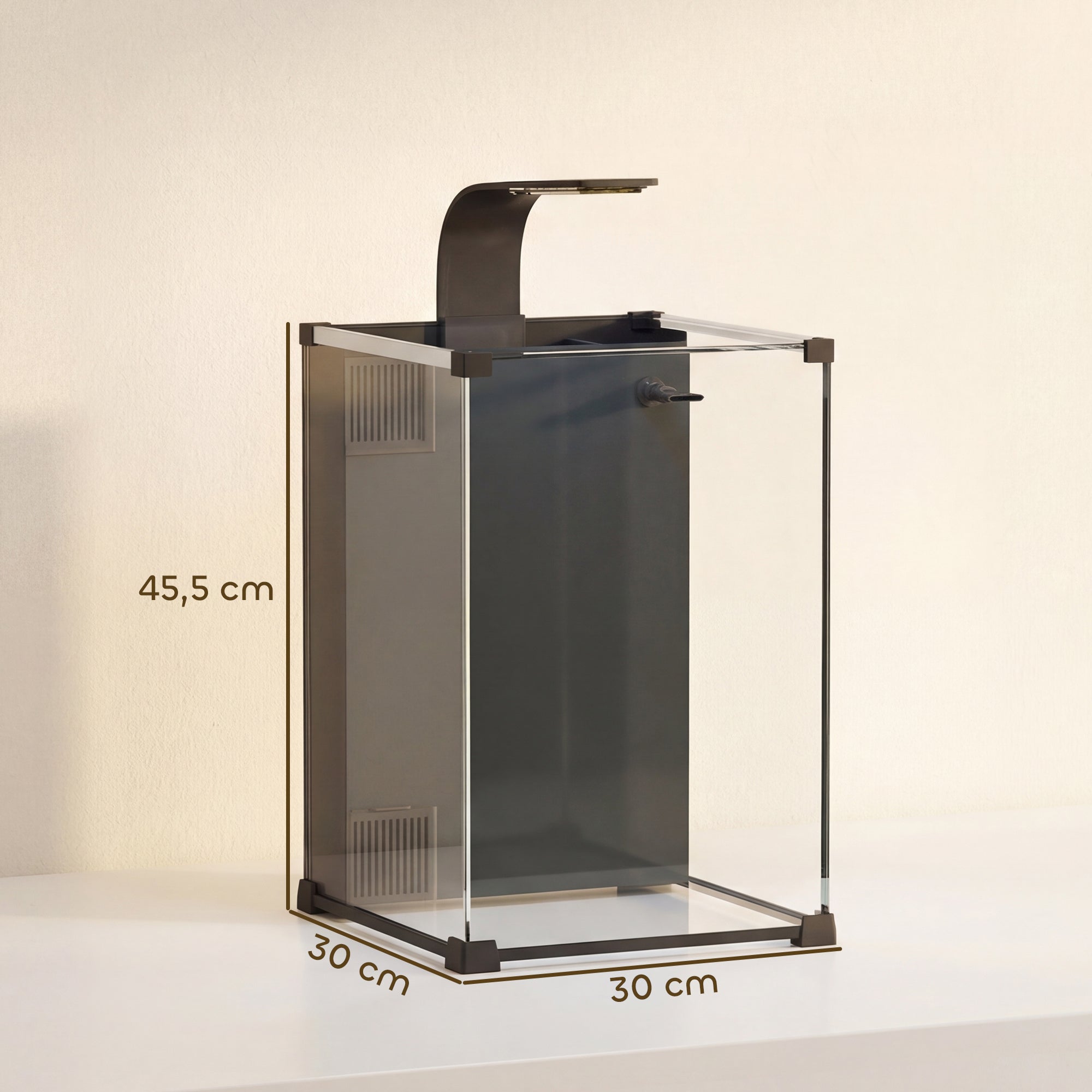 Nano Acquario in Vetro Temperato con Filtro Integrato, Pompa 5W e Luce LED