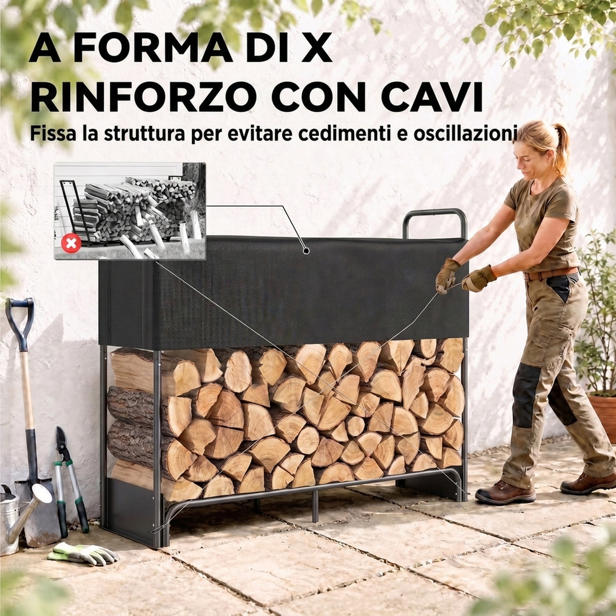 Portalegna in Acciaio con Copertura e Borsa