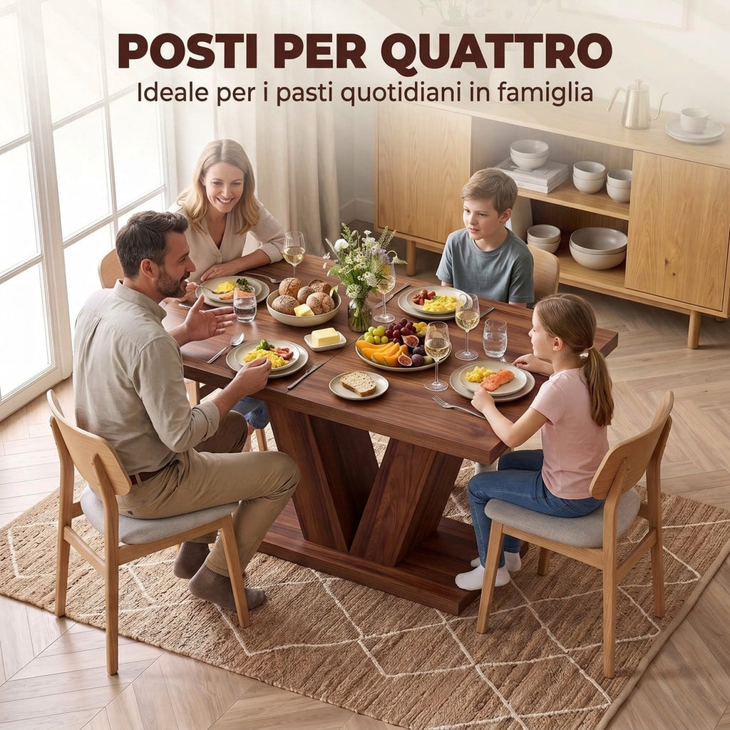 Tavolo da Pranzo Rettangolare per 4 Persone Noce