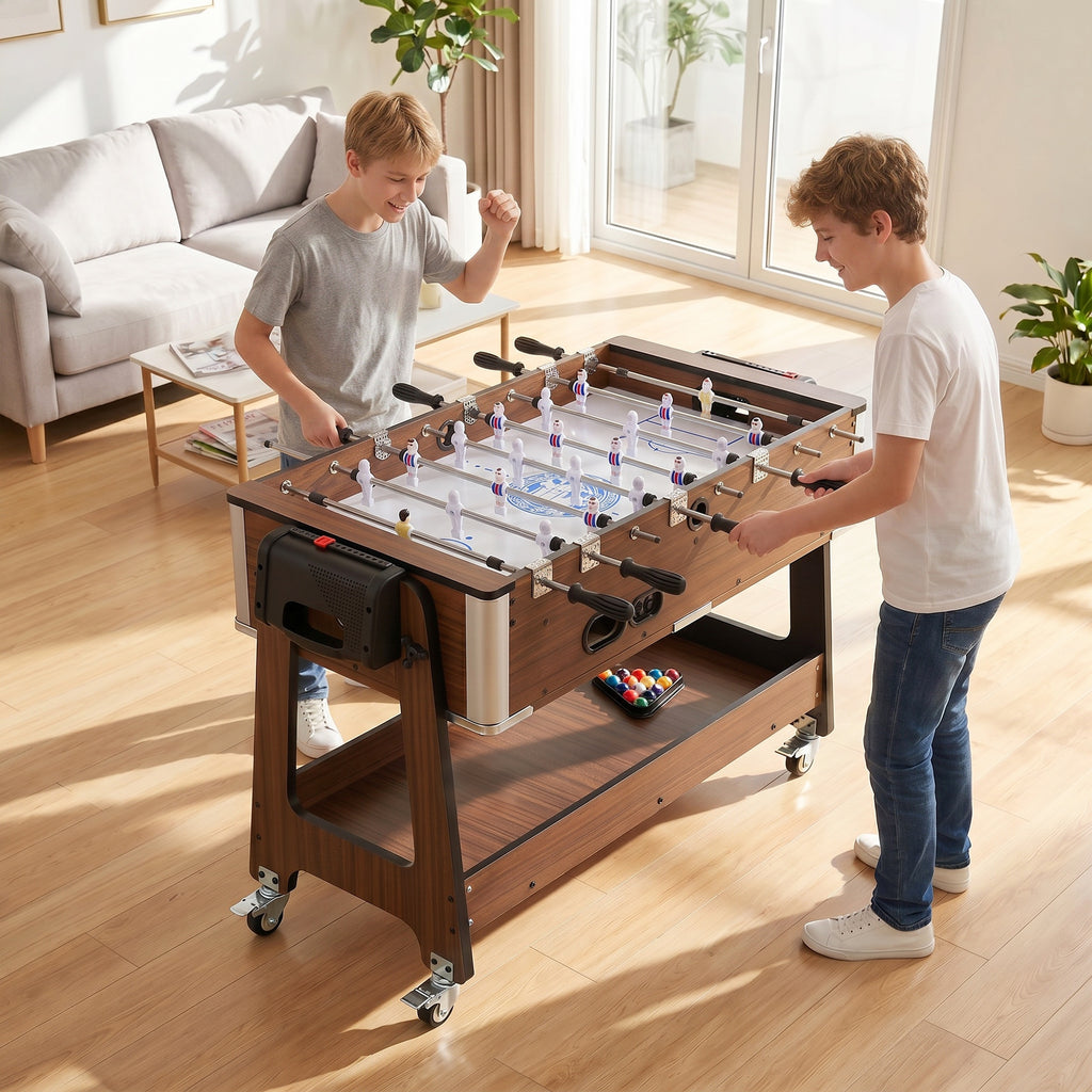 Tavolo Multigioco 3 in 1 con Biliardo, Air Hockey e Calcio Balilla