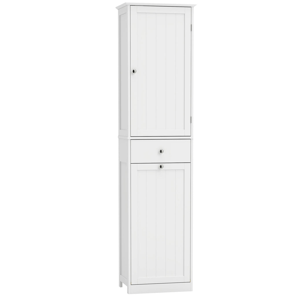 Mobile Bagno a Colonna 180 cm con Cesto Portabiancheria