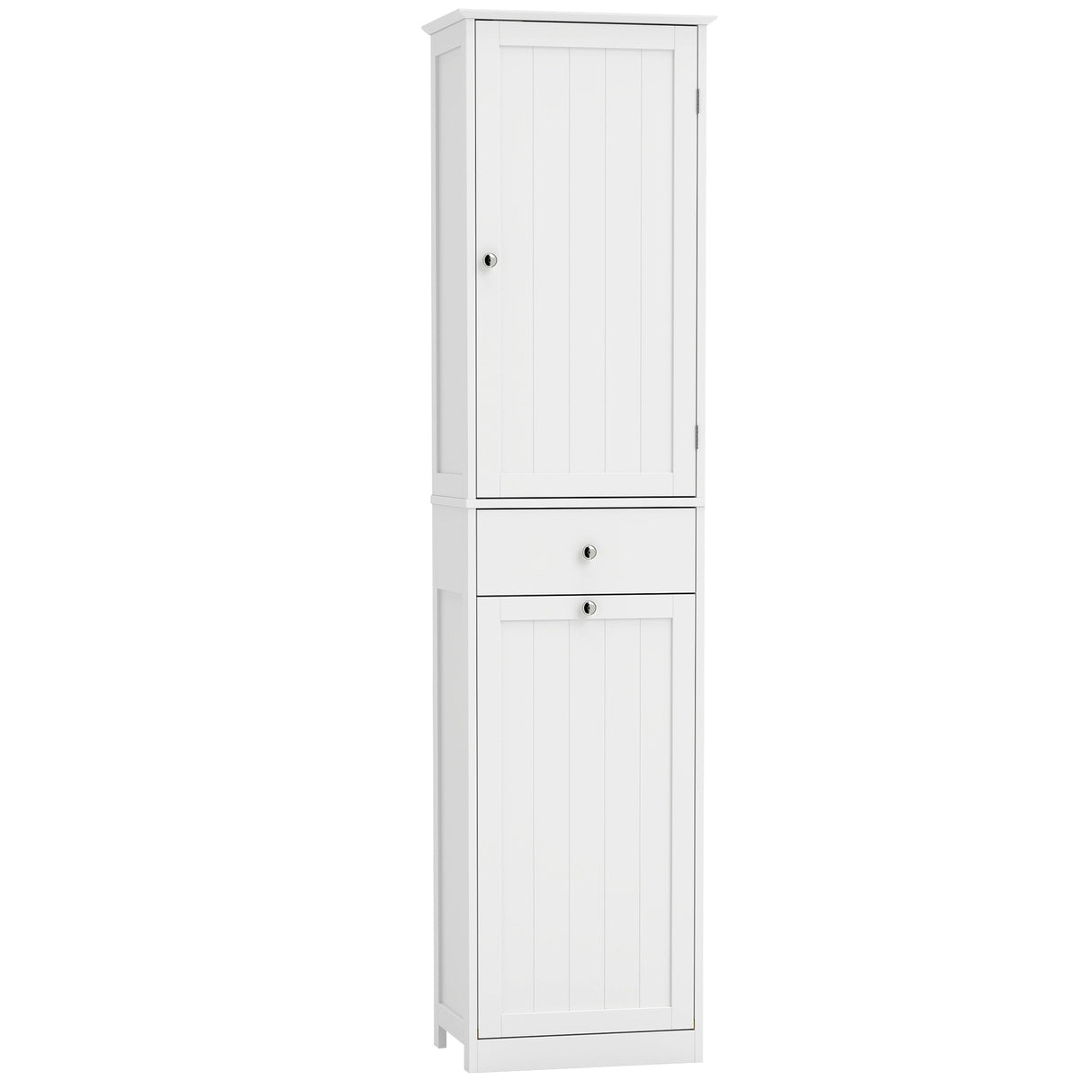 Mobile Bagno a Colonna 180 cm con Cesto Portabiancheria