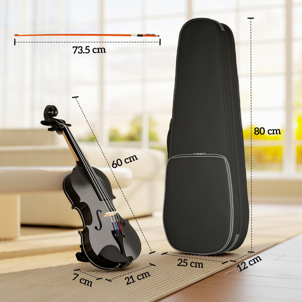Violino 4/4 in Legno di Abete e Acero con Custodia e Accessori Nero