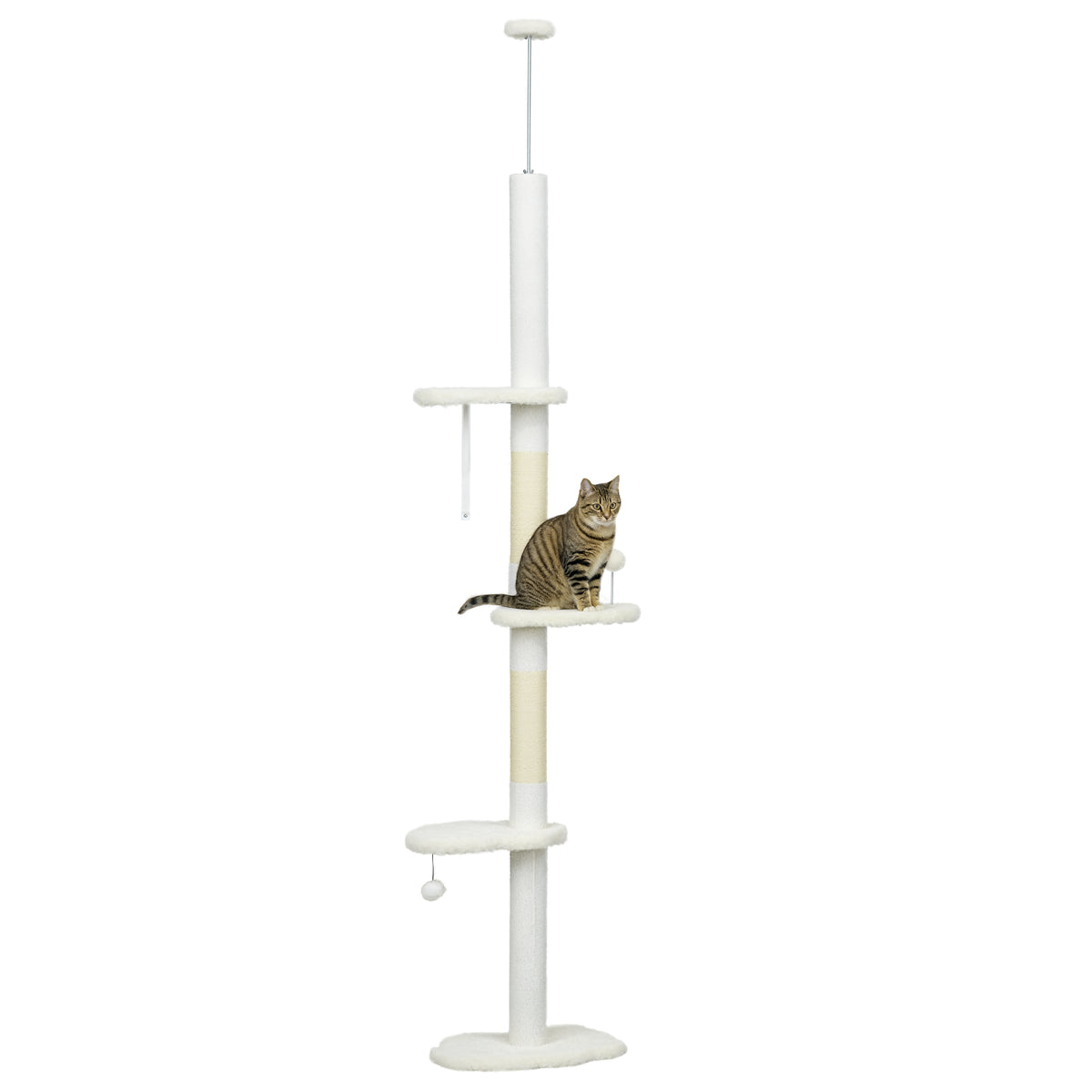 Albero per Gatti a Soffitto Regolabile con Tiragraffi