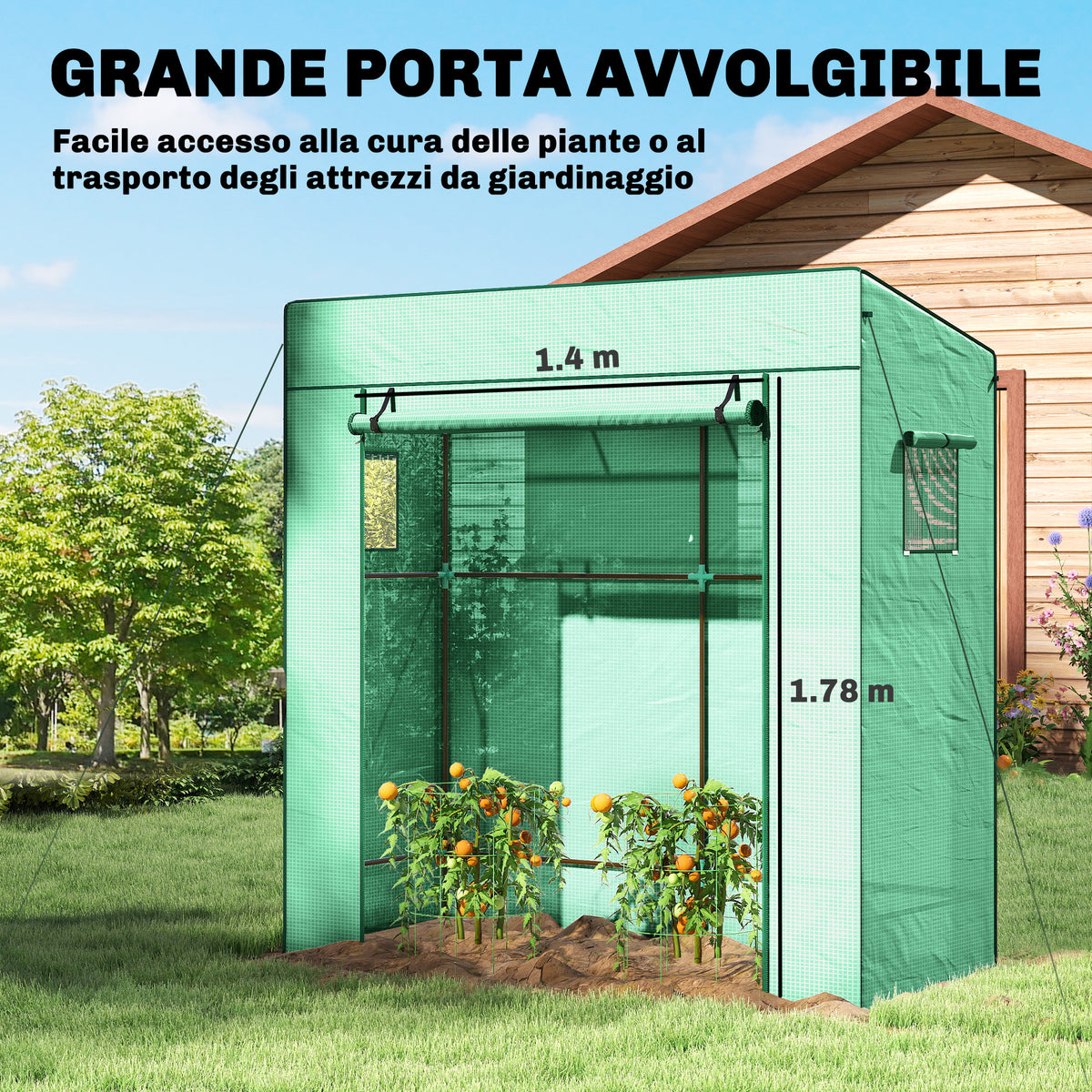 Serra da Giardino Murale 196x77x197 cm con 2 Finestre
