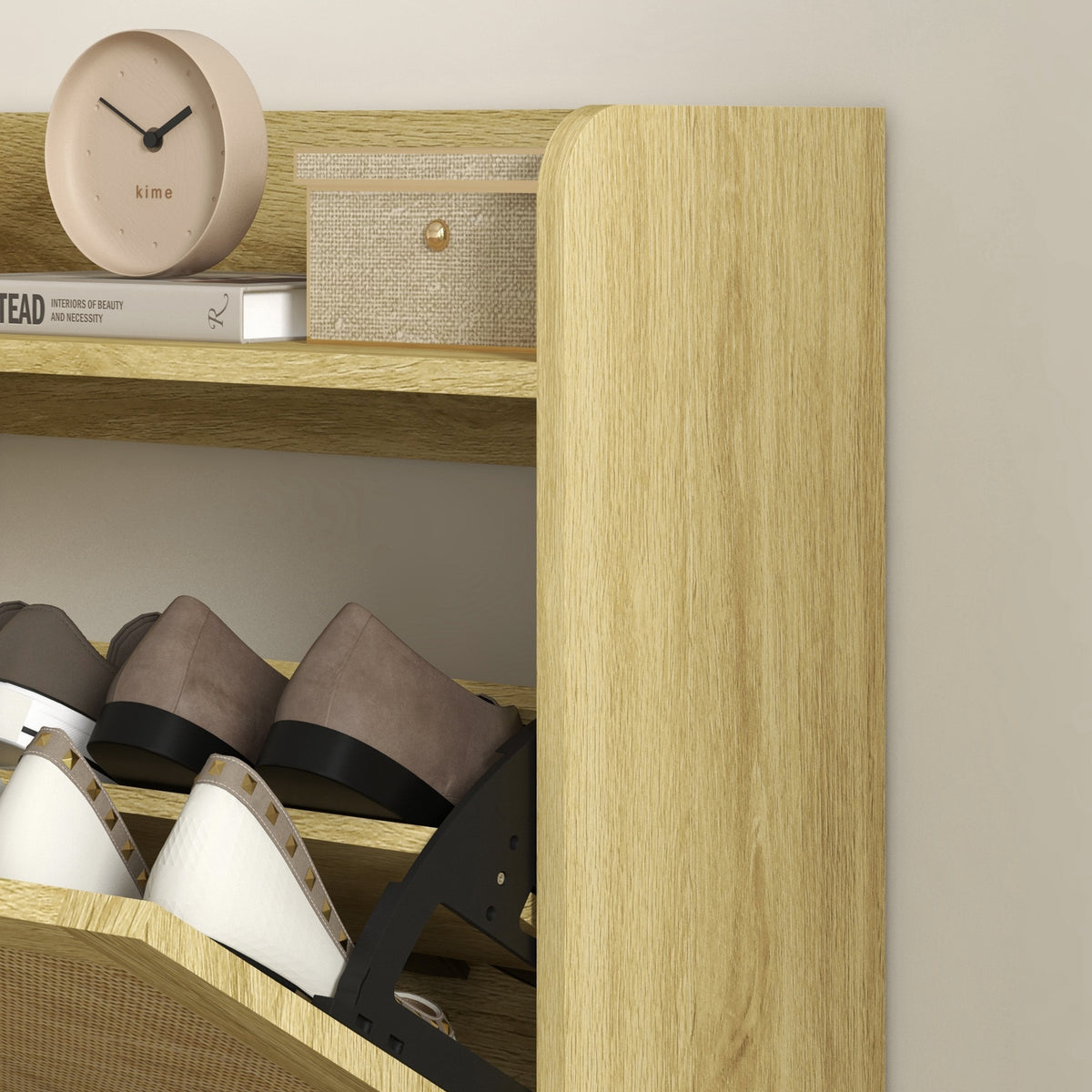 Scarpiera Stretta Rovere con 2 Cassetti Ribaltabili
