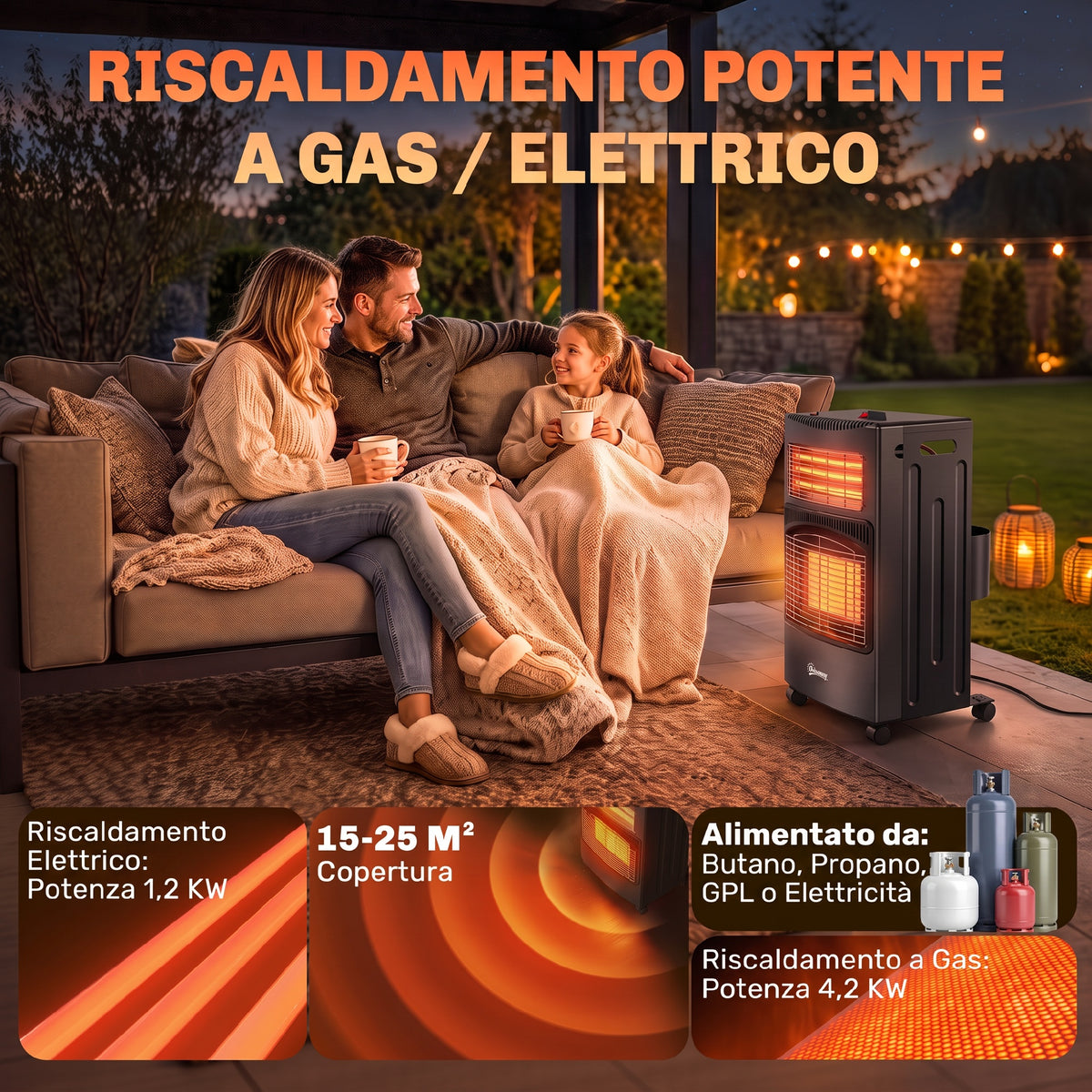 Stufa a Gas Portatile Pieghevole 4,2 kW