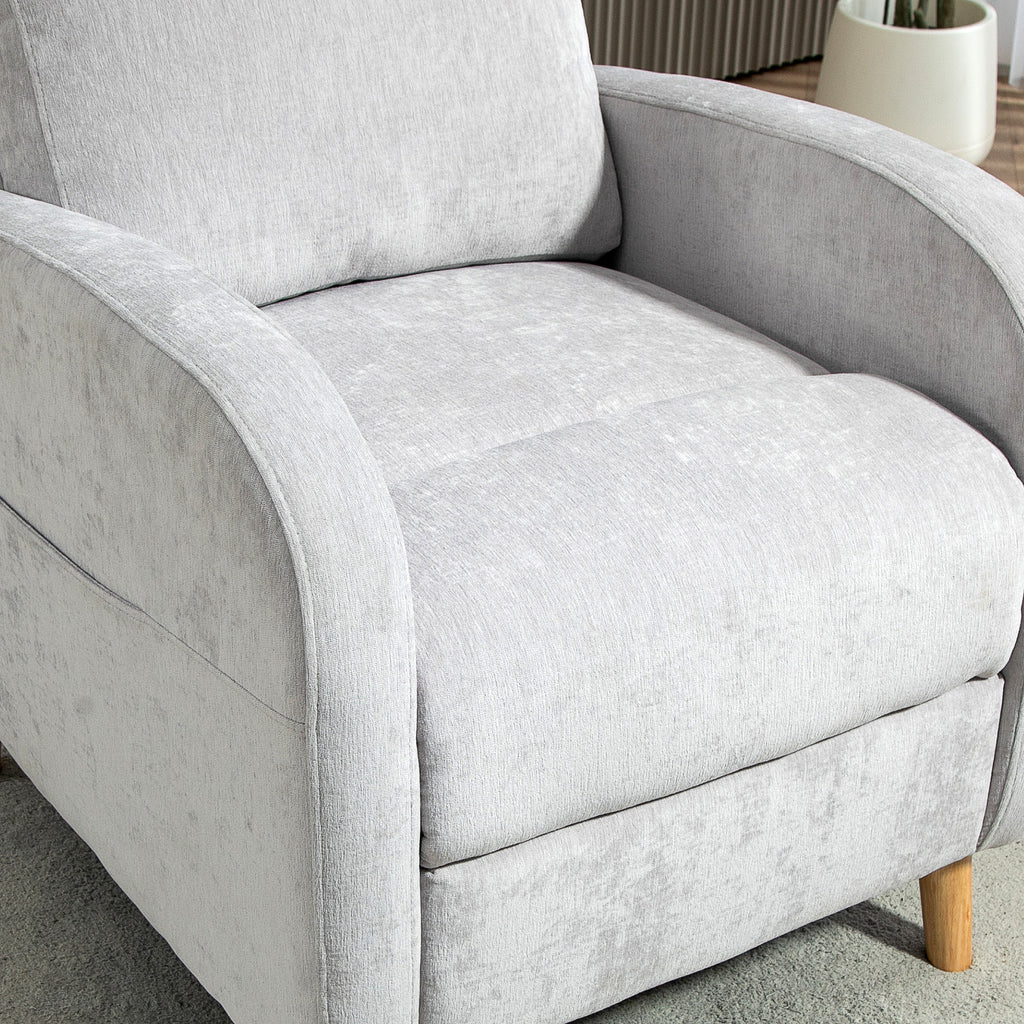 Poltrona Relax Reclinabile fino a 150° con Poggiapiedi in Tessuto Effetto Lino Grigio Chiaro