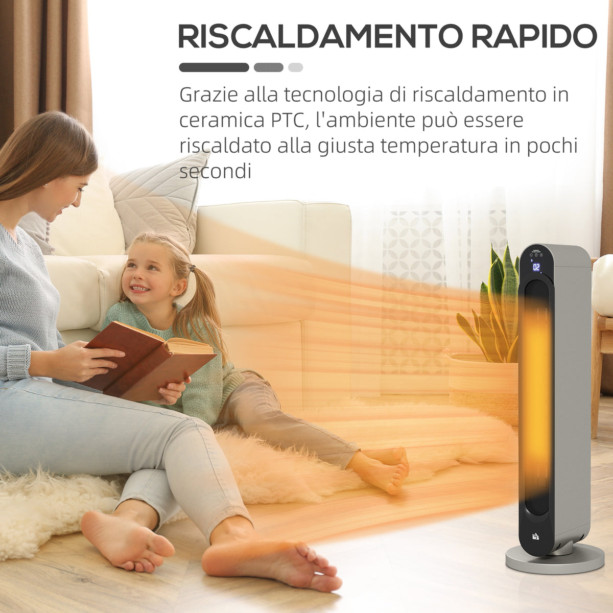 Stufa Elettrica Oscillante 3 Modalità con Telecomando