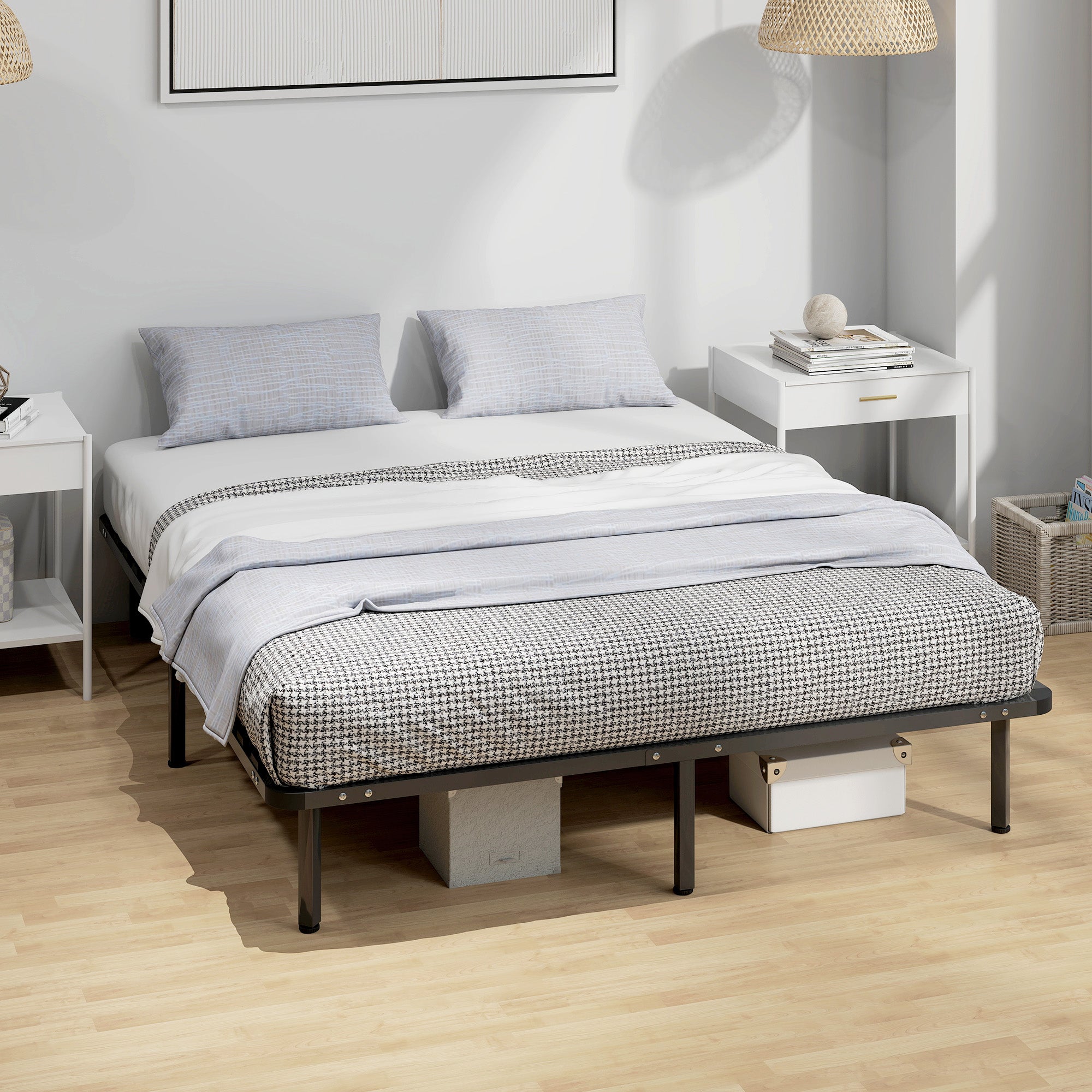 Letto Matrimoniale Industriale 160x190 cm con 28 Doghe e Spazio Contenitore