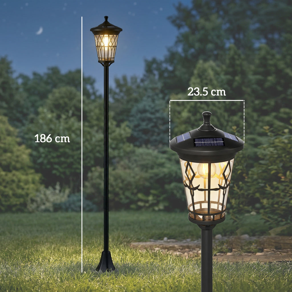 Set 2 Lampioni Solari da Giardino con 2 LED e Accensione Automatica