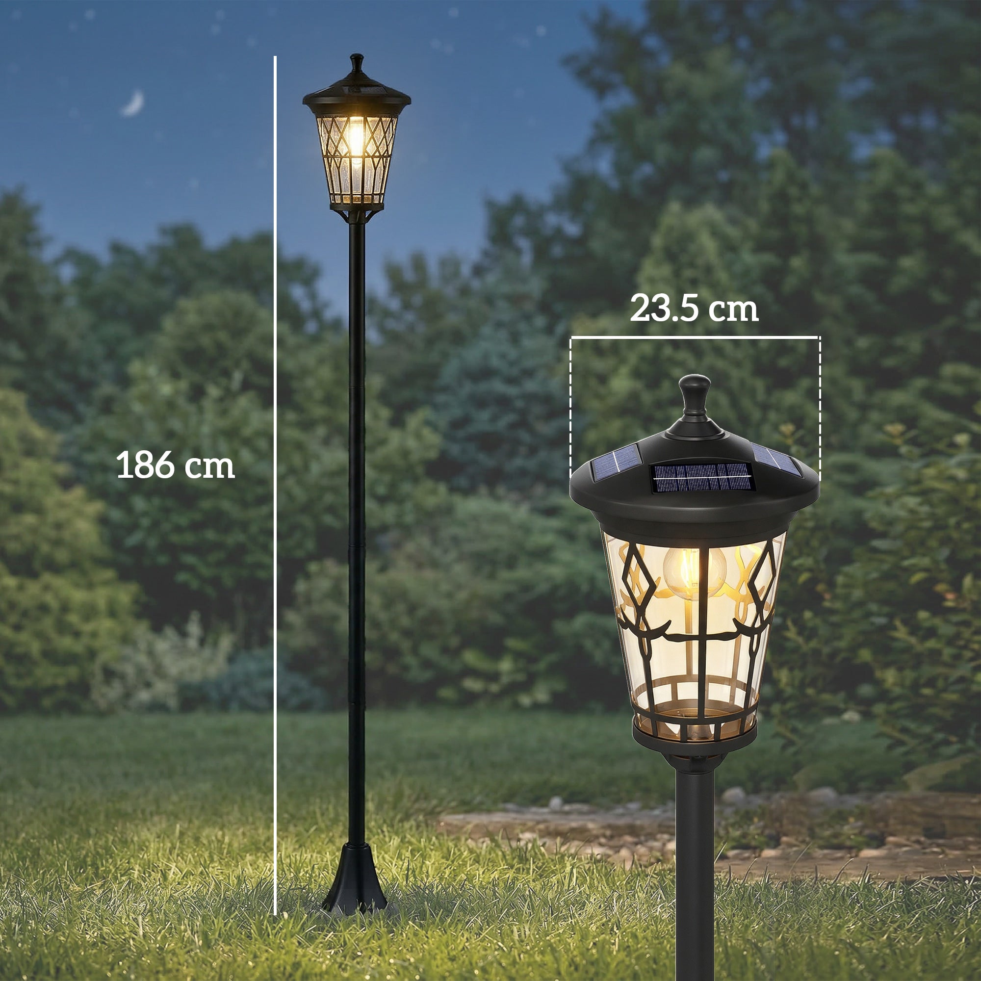 Set 2 Lampioni Solari da Giardino con 2 LED e Accensione Automatica