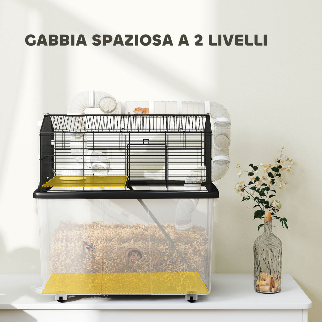 Gabbia per Criceti a 2 Piani con Ruote e Accessori