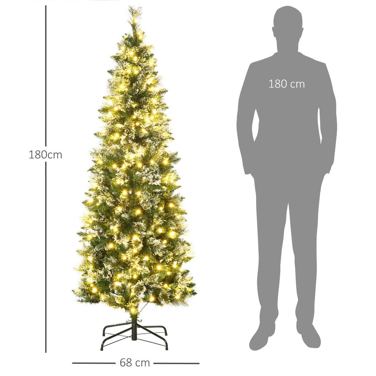 Albero di Natale Innevato 180 cm con 240 Luci LED