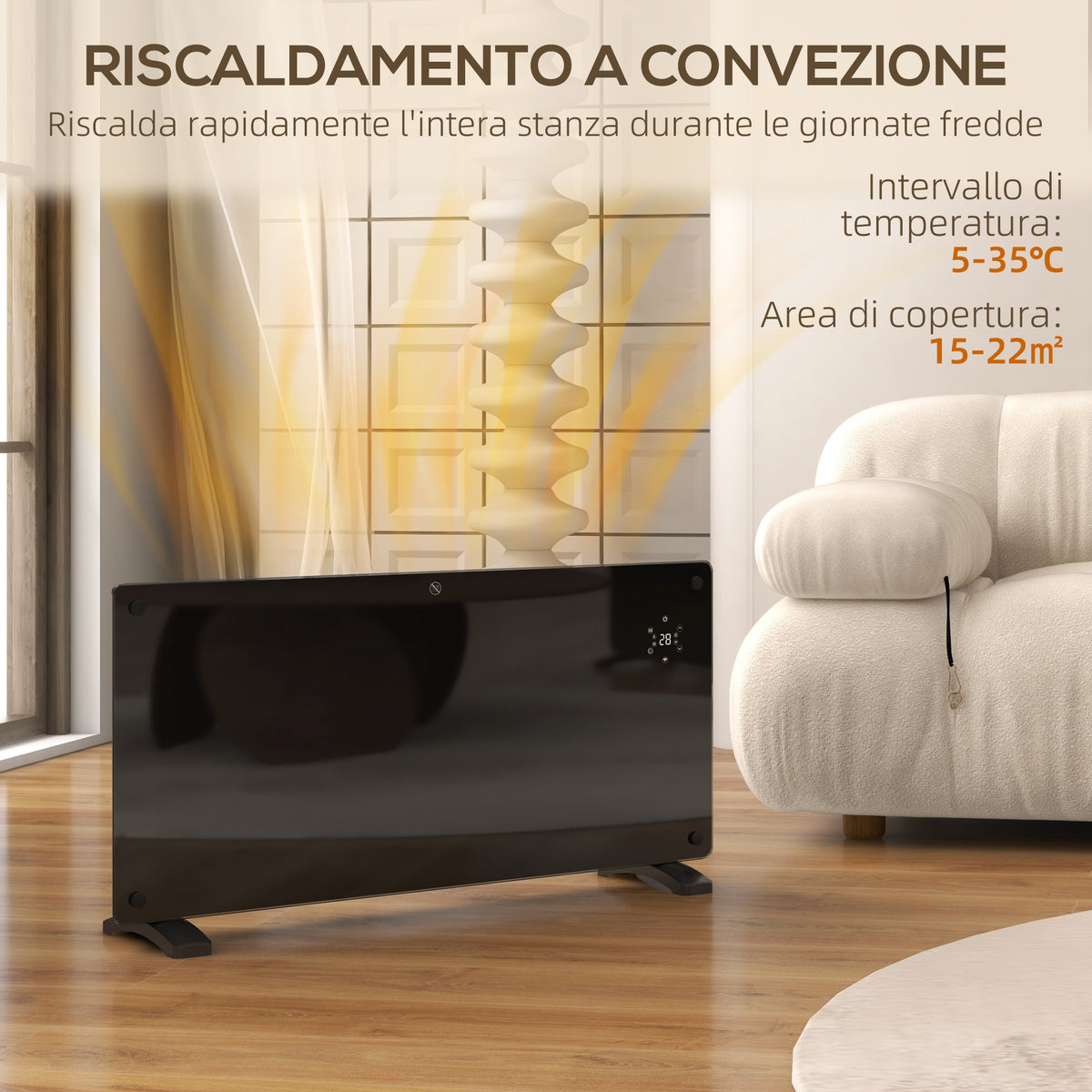 Riscaldatore a Convezione 2000W con Timer e Telecomando