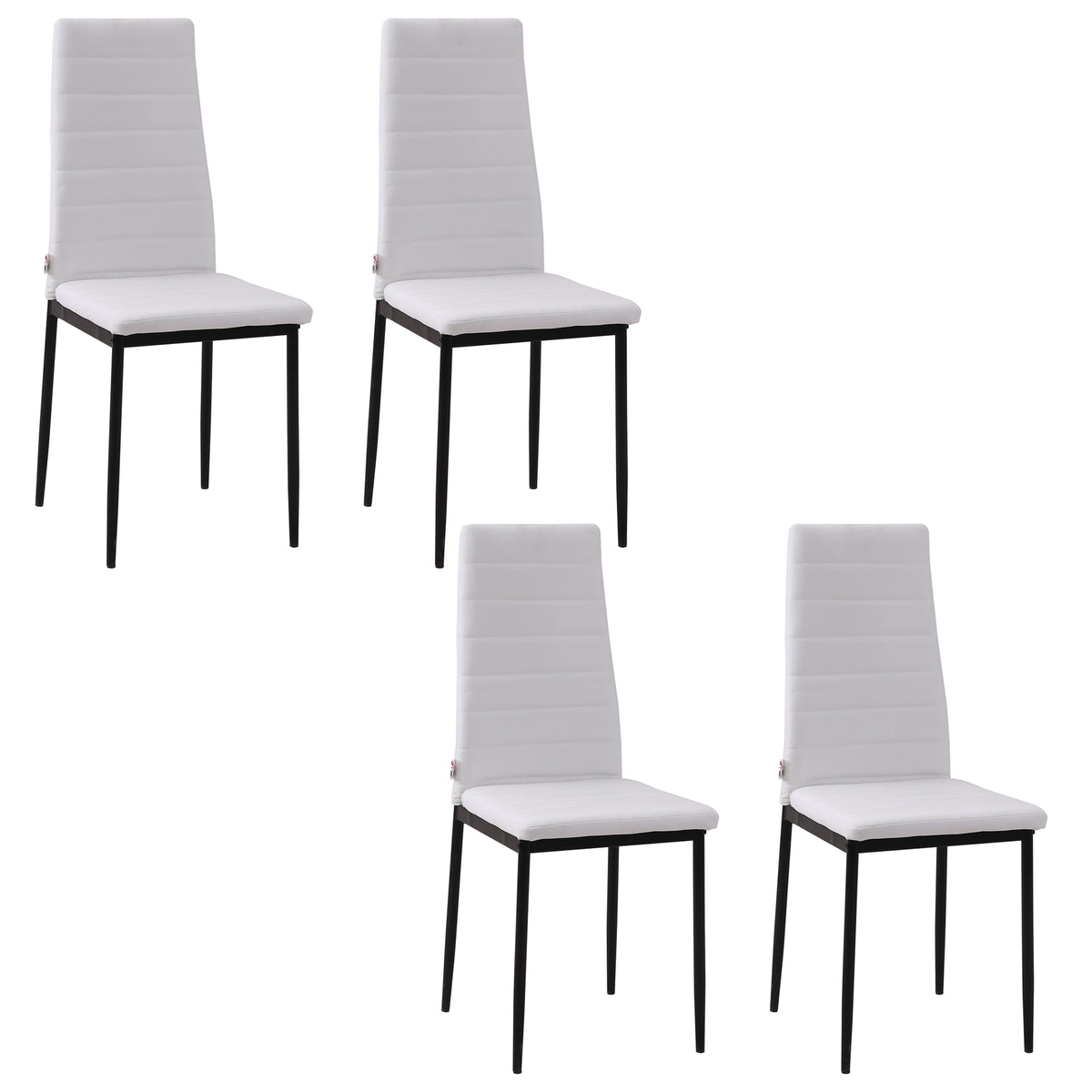 Set 4 Sedie Imbottite Moderne in Metallo e Tessuto