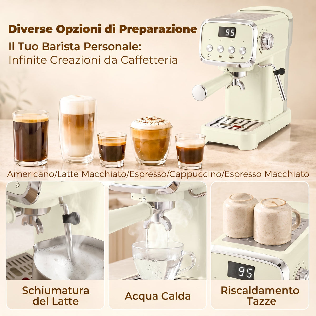 Macchina da Caffè Espresso Semiautomatica 20 Bar