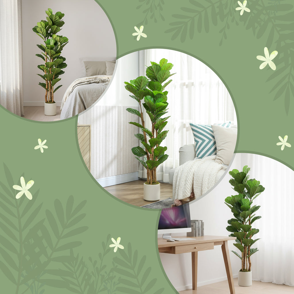 Pianta Artificiale Fico Verde da 150 cm con Vaso